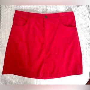 Red corduroy velvet mini skirt Copper Key XL NWOT